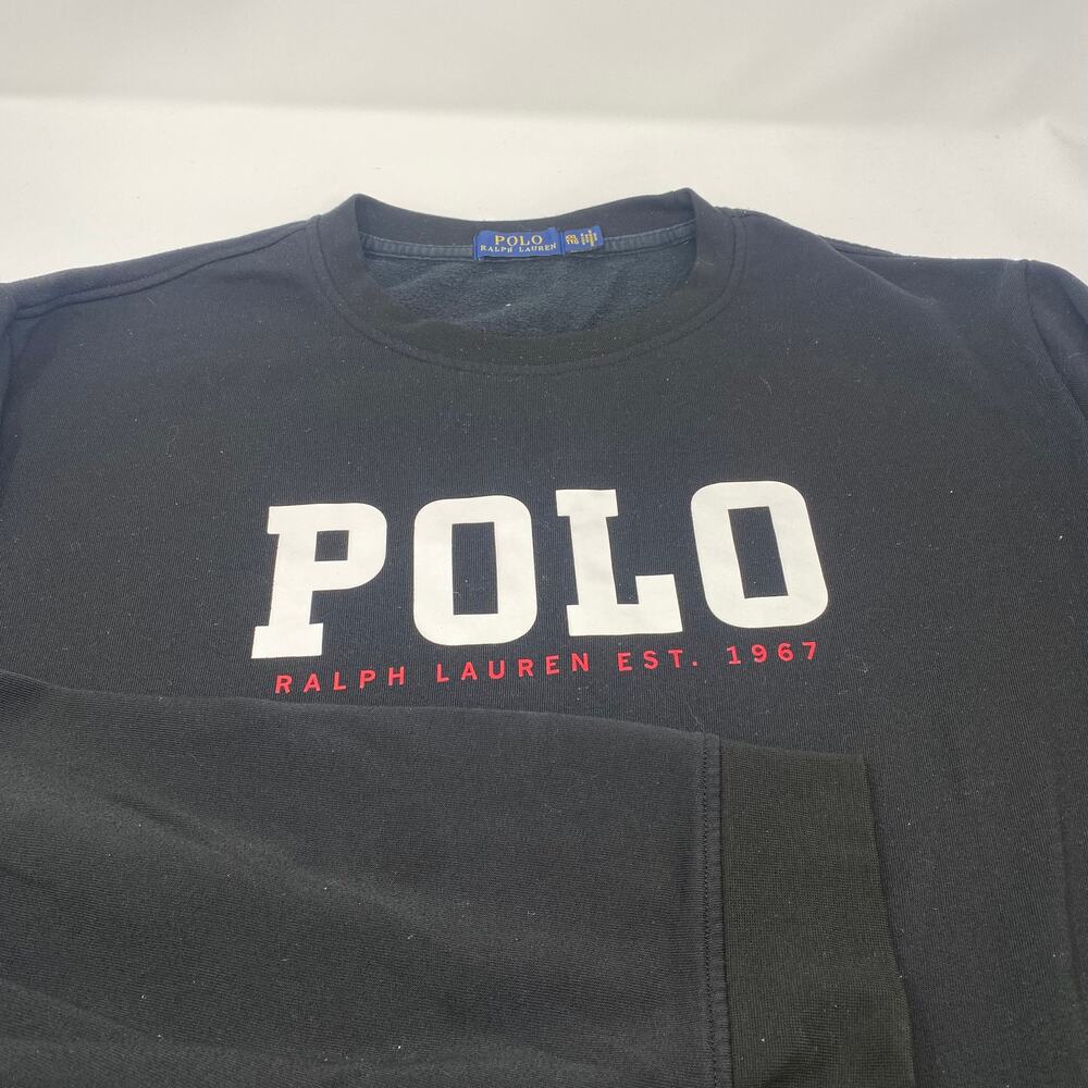 Polo Ralph Lauren 2XL Black Long Sleeve Pullover Graphic Print Sweatshirt